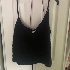 black crotchet top with tassels